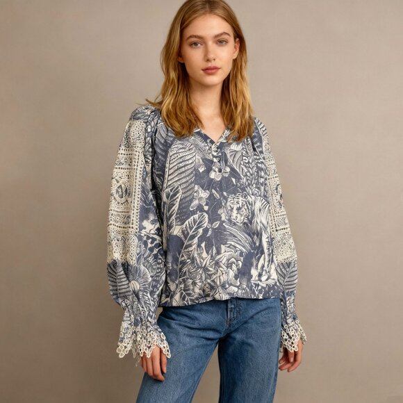$455 NOWT See By Chloé Embroidery Floral Lace Top Blouse Size 40 - Picture 1 of 12